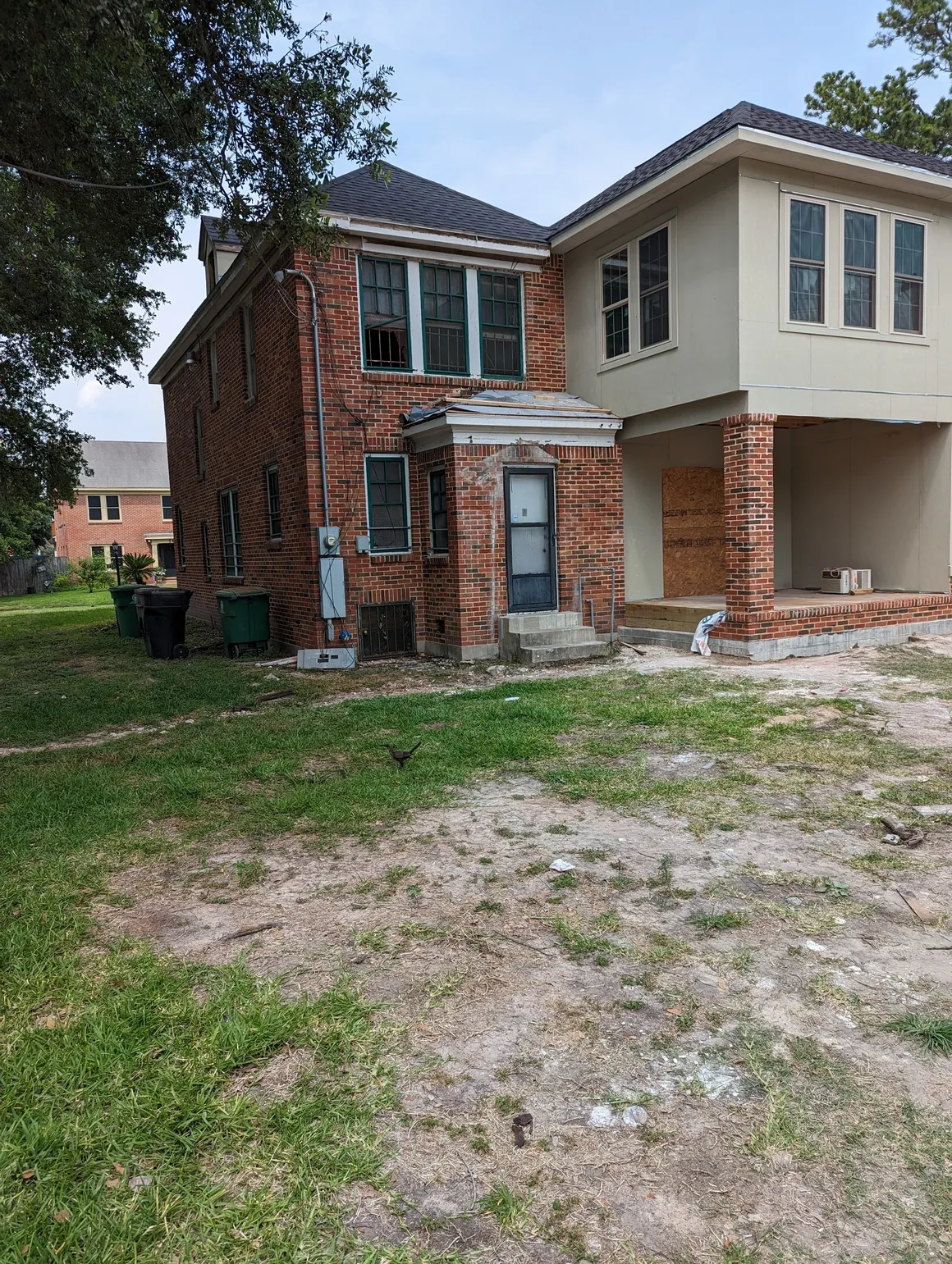 A house that is being remodeled with dirt.